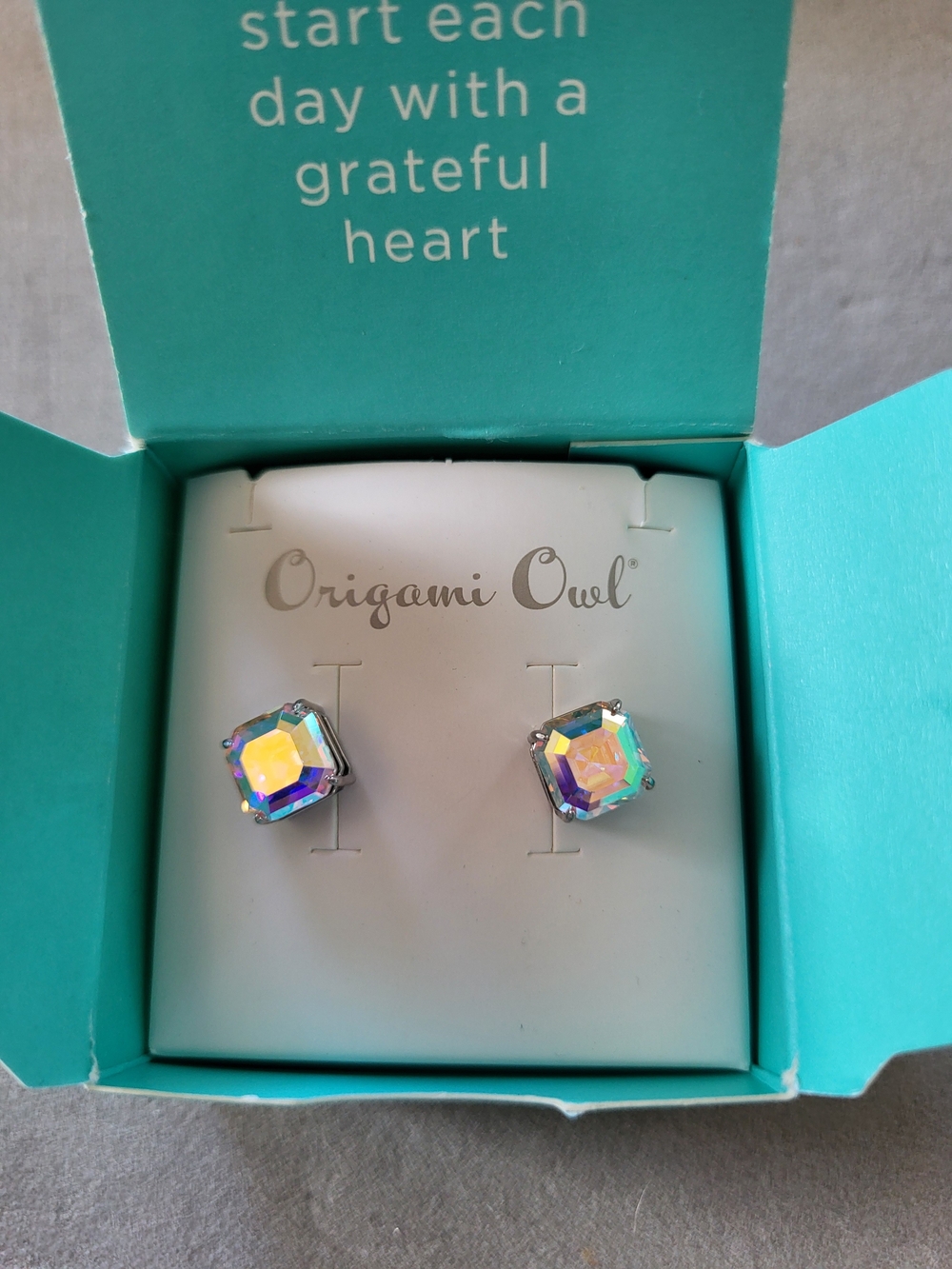 Origami Owl Imperial Stud AB Earrings - Aurora Borealis Crystal